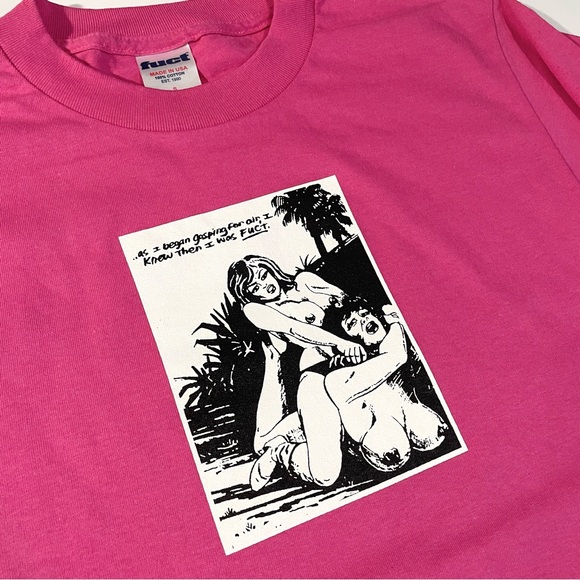 Vintage FUCT Logo Girls Wrestling Comic Tshirt - Picture 1 of 6